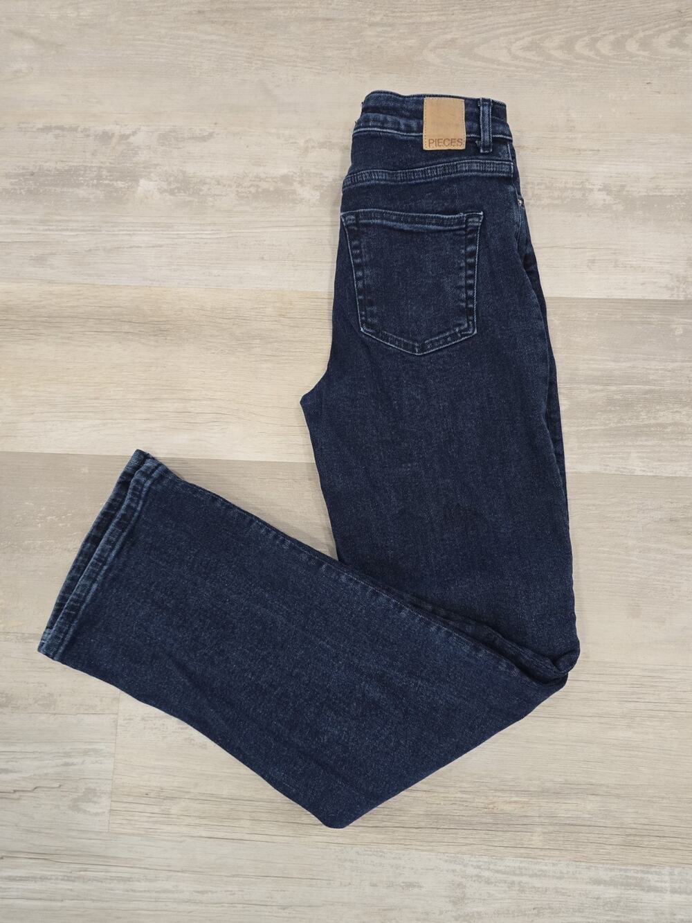 PIECES European Brand Blue Denim Wide Leg Jeans Size W25 L30 EU 32/34 Excellent